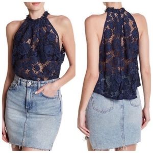 Navy lace blouse